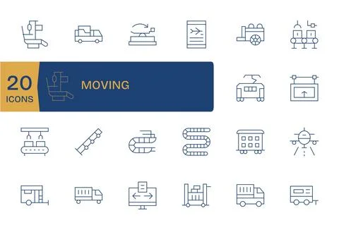Moving Vector Graphics Pack including 20 Thin Line 256x256 Detail Enhanced .. Stock Illustration