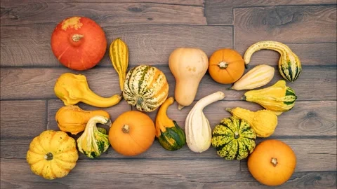 Moving vegetables on kitchen table, harvest background - stop motion animation Stock Footage 140859248