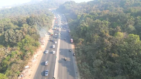 Moving vehicles in farest top view mumba Stock Footage 234508576