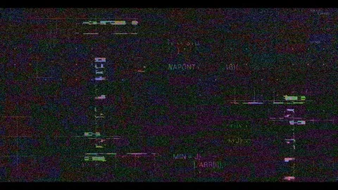 Moving VHS particle glitch digital colorful random developing program code grid Stock Footage 102038891