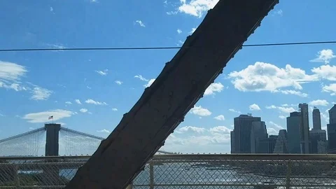 Moving View of Brooklyn Bridge Stock Footage 111144302