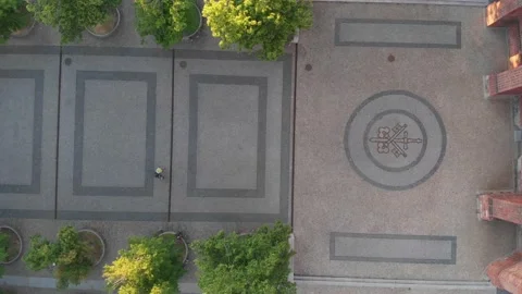 Moving view, the drone, above to the market in Poznań in western Poland. Stock Footage 196970697