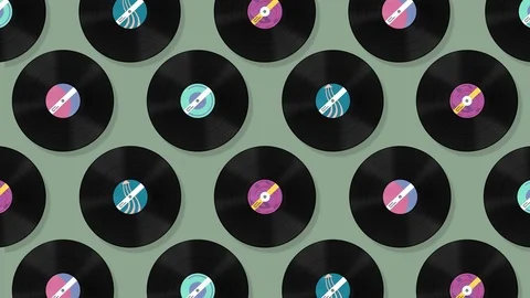 Moving Vinyl records pattern spinning loop. animation background. Stock Footage 108054832