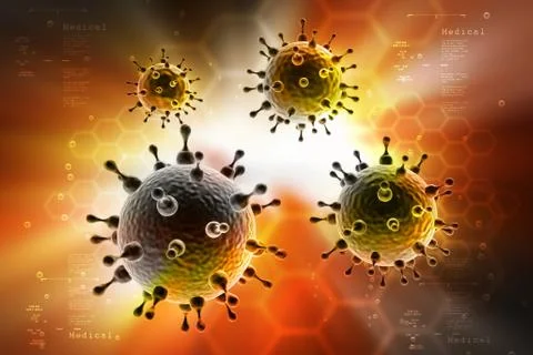 Moving virus in multi color background Stock Illustration