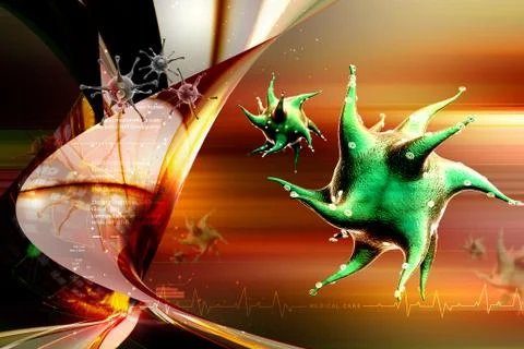 Moving virus in multi color background 스톡 일러스트