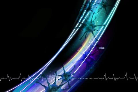 Moving virus in multi color background Stock Illustration
