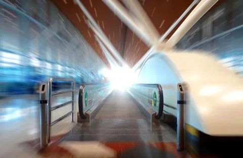 Moving walkway escalator Stock Photos