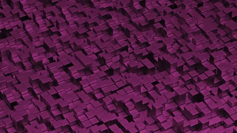 Moving wall with extruded pink cubes shapes waving digital 3d animation Stock Footage 105758748