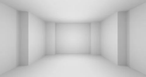 Moving to wall of white empty room with niche Stock Footage 138806032