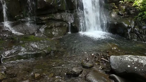 Moving water below the waterfall Video stock 99314364