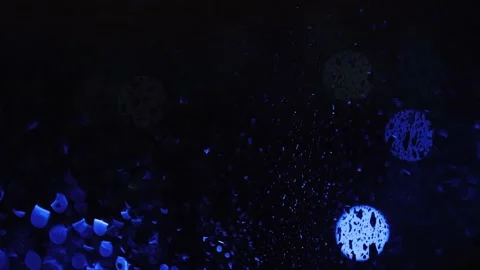 Moving water drops and round blue lights close-up. Abstract,beautiful background Stock Footage 166233036