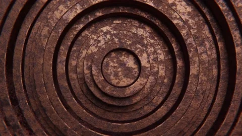Moving weathered rusty aged metal rings looping 3D animation Stock Footage 195853960