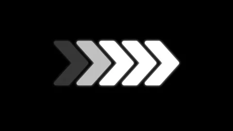 Moving white and gray arrows indicate progress motion on black background cli Stock Footage 341228683