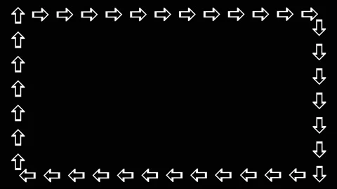 Moving white arrows border animation on a black background Stock Footage 148825973