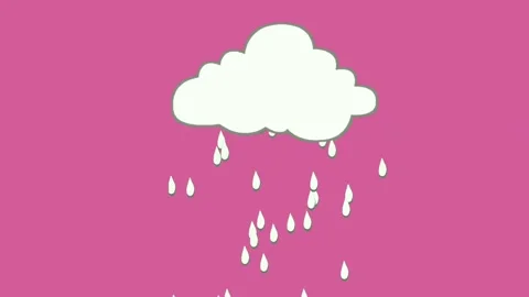 Moving white cloud and Water drop rain animation on pink magenta Stock Footage 233329787