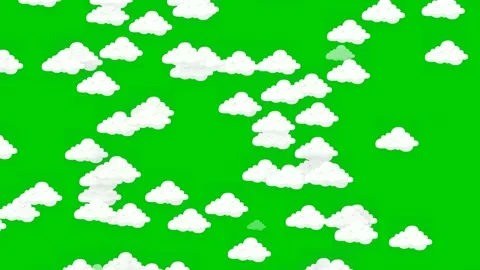 Moving up white cloud animation on green screen background.4K video motion Stock Footage 233789089