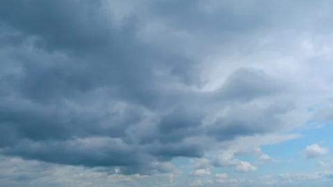 Moving white cloud. Dramatic sky. Rain cloudscape formation in the blue sky Stock Photos