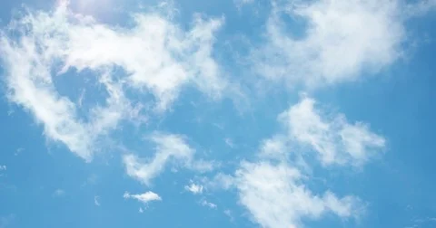 Moving white clouds on blue sky 2 - Shot on RED at 5K Stock Footage 79316753