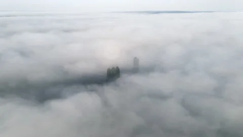 Moving white clouds blue sky on coastline and sea surface scenic aerial Stock Footage 132367259