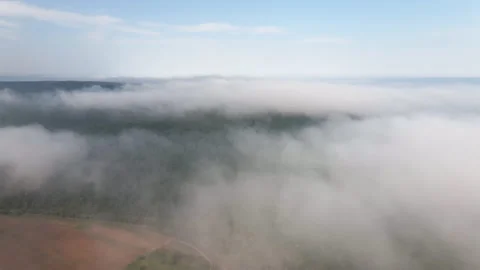 Moving white clouds blue sky on coastline and sea surface scenic aerial Stock Footage 132367503