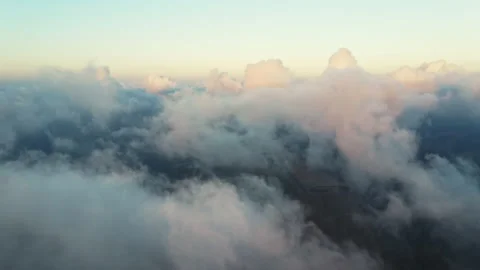 Moving white clouds blue sky on coastline and sea surface scenic aerial view Stock Footage 136437530
