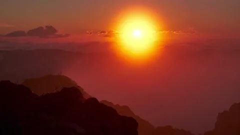 Moving white clouds blue sky scenic sunrise view. . The sun is hidden behind the Video stock 202271814