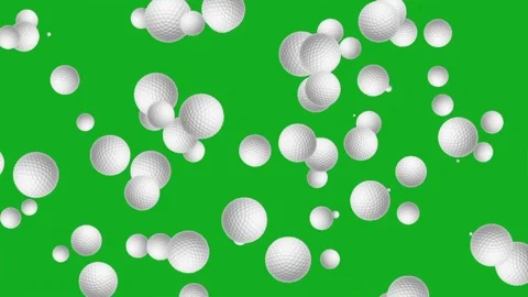 Moving white golf balls motion graphics with green screen background Video stock 329743260