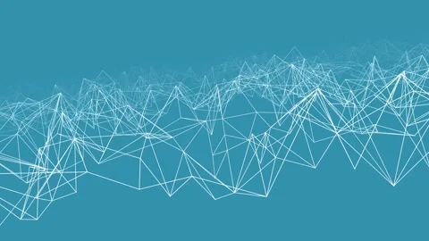 Moving white light plexus pattern against blue background looping 3D animation Video stock 220291567