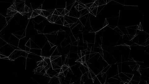 Moving white plexus particle against black background. abstract background. 3D r Stock Footage 85814275