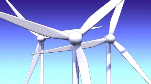 Moving wind turbines as a background Stock Footage 50214386