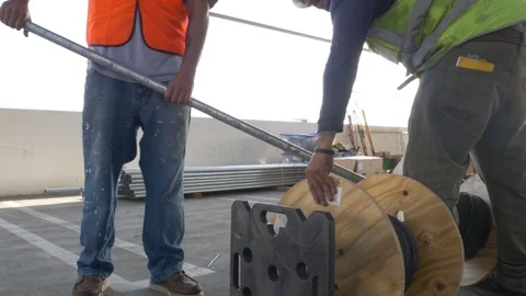 Moving Wire Spools Stock Footage 123947764