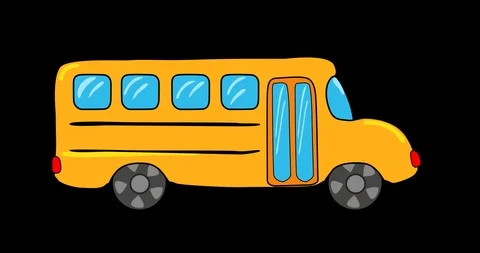 Moving Yellow Bus 4K loop with alpha channel Stock Footage 98860889