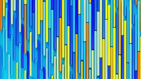 Moving yellow lines on blue background, trendy minimal 3d looping animation Stock Footage 158791556