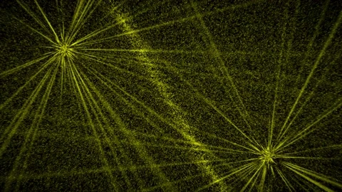 Moving yellow particles with yellow light rays background Stock Footage 220661591