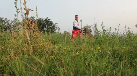 Mower ( haymaker ) shot on dolly Stock-Footage 30589135