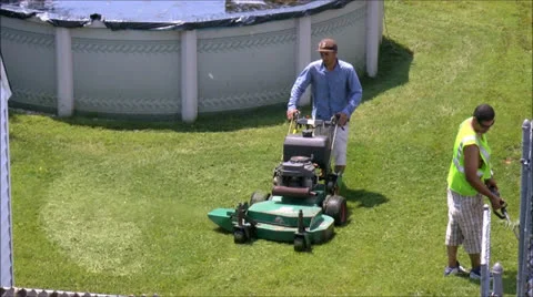 Mowing the grass lawnmower Stock Footage 24709408