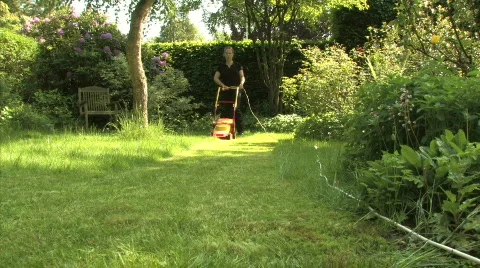 Mowing the lawn Stock Footage 736383
