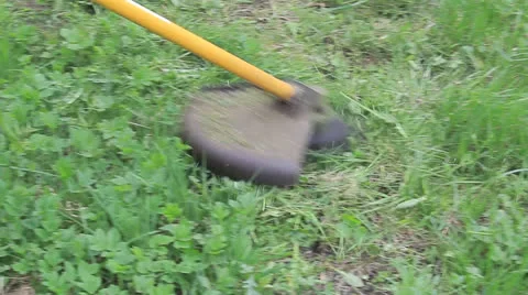 Mowing the lawn trimmer electric Stock Footage 24242512