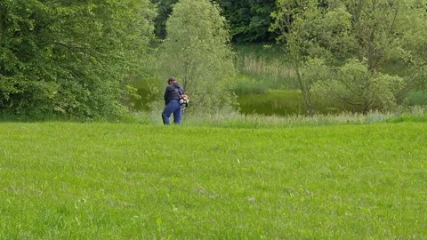 Mows the lawn. 動画素材 310631976