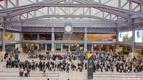 Moynihan Train Hall Time Lapse NYC 4K Stock Footage 240919953