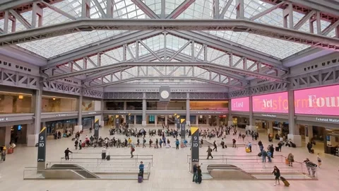 Moynihan Train Hall Time Lapse New York City 4K Stock Footage 240920405