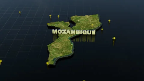 Mozambique 3D Map With Animation Stock Footage 308876999