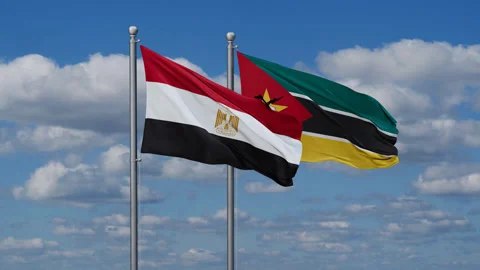 Mozambique and Egypt waving flags Stock Footage 280665802