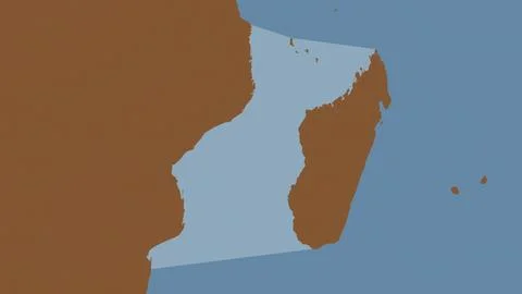 Mozambique Channel highlighted on a tiled pattern colored map Stock Illustration