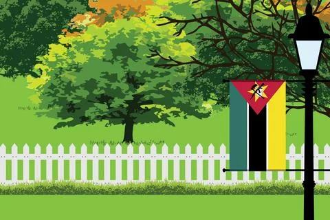 Mozambique Day Trees Lamp Vector Illustration Stock Illustration