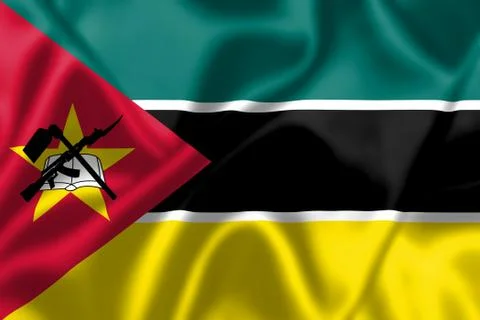 Mozambique flag blowing in the wind Stock Illustration