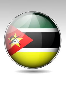 Mozambique flag button Stock Illustration