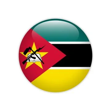 Mozambique flag on button Illustrazione stock