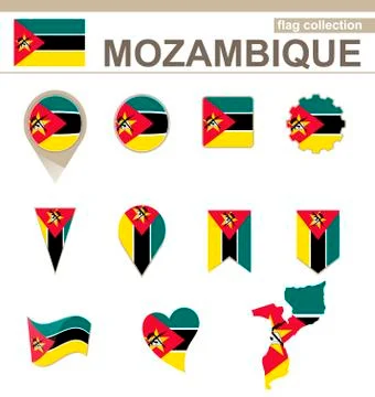 Mozambique Flag Collection Stock Illustration