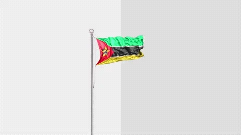 Mozambique   Flag Pole  Animation Include Alpha 3D Rendering Stock-Footage 312080209
